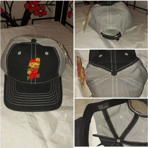 Super Mario pixel Black and Gray Cap - Picture 1 of 1
